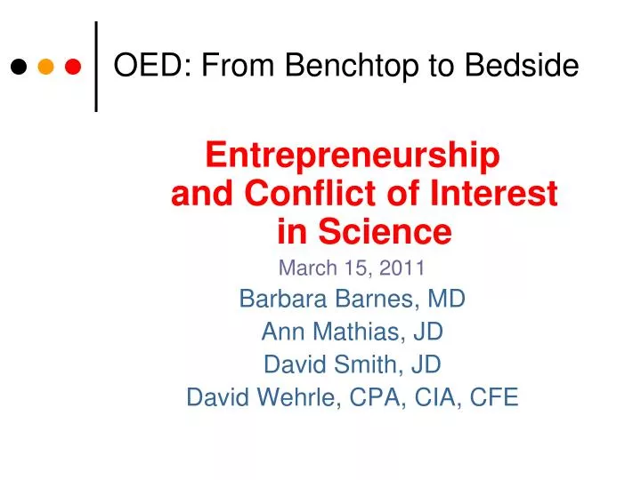 oed from benchtop to bedside
