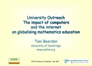 University Outreach The impact of computers and the internet on globalising mathematics education