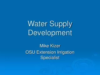 Water Supply Development