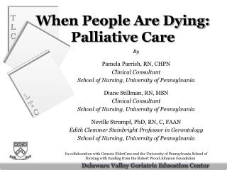 When People Are Dying: Palliative Care