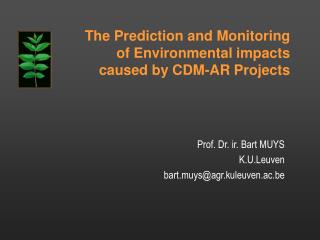 The Prediction and Monitoring of Environmental impacts caused by CDM-AR Projects