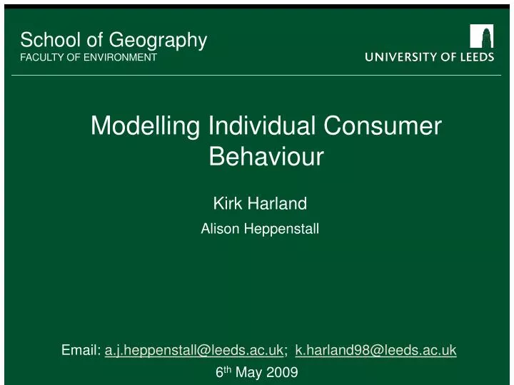 modelling individual consumer behaviour