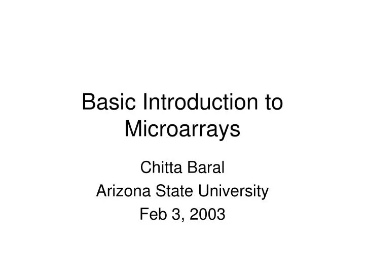 basic introduction to microarrays
