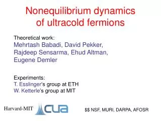 Nonequilibrium dynamics of ultracold fermions