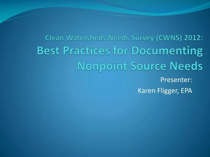 clean watersheds needs survey cwns 2012 best practices for documenting nonpoint source needs