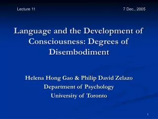 Language and the Development of Consciousness: Degrees of Disembodiment