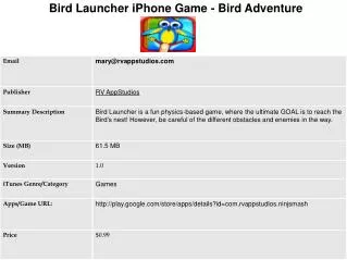 Bird Launcher iPhone Game - Bird Adventure Game