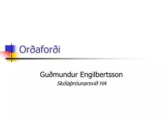 Orðaforði