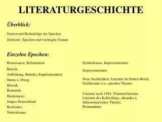 LITERATURGESCHICHTE