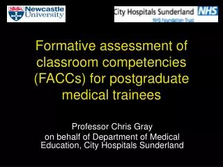 Formative assessment of classroom competencies (FACCs) for postgraduate medical trainees
