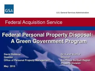 Federal Personal Property Disposal: A Green Government Program