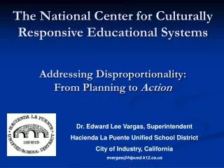 The National Center for Culturally Responsive Educational Systems Addressing Disproportionality: From Planning to Acti