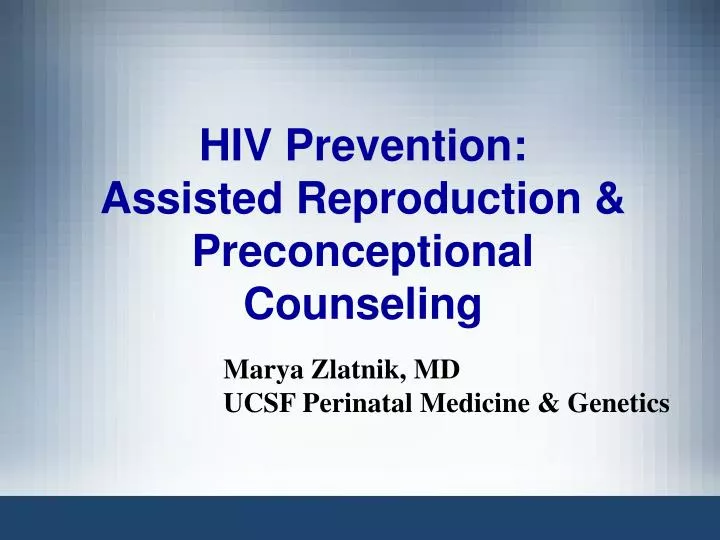 hiv prevention assisted reproduction preconceptional counseling