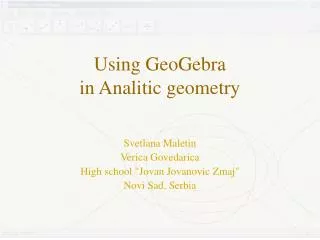 Using GeoGebra in Analitic geometry