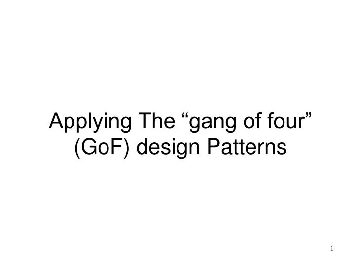 applying the gang of four gof design patterns