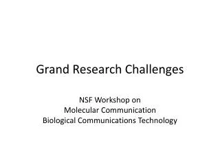 Grand Research Challenges