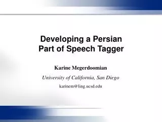 Developing a Persian Part of Speech Tagger
