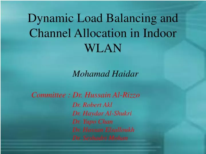 dynamic load balancing and channel allocation in indoor wlan