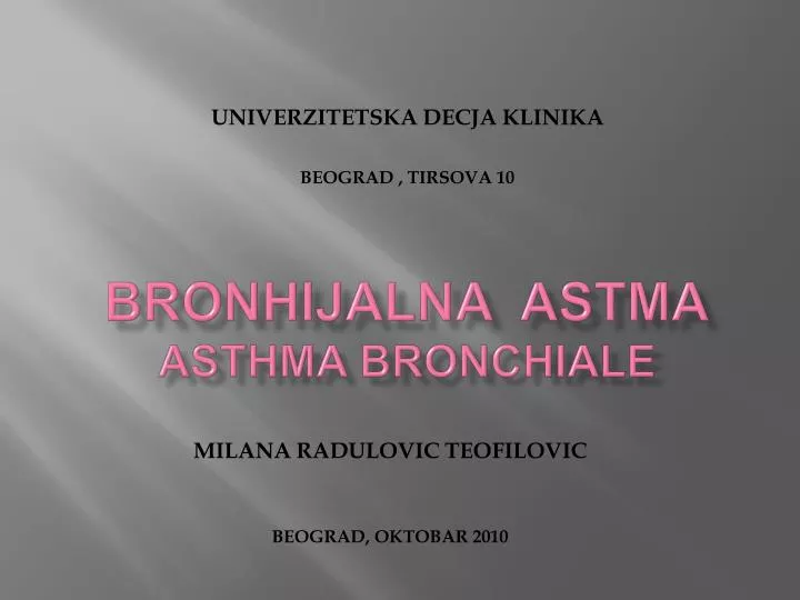 bronhijalna astma asthma bronchiale