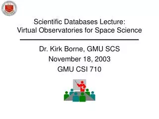 Scientific Databases Lecture: Virtual Observatories for Space Science
