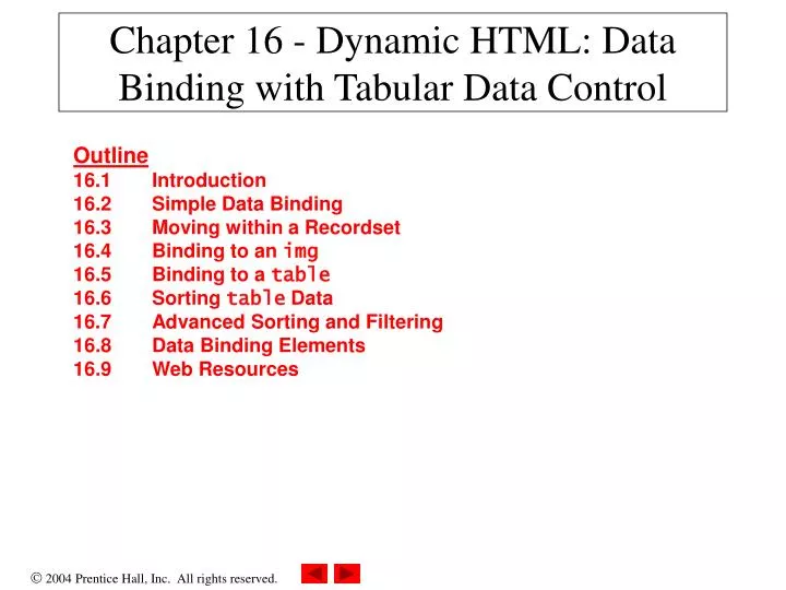 chapter 16 dynamic html data binding with tabular data control