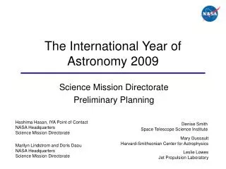 The International Year of Astronomy 2009