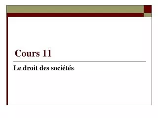 Cours 11