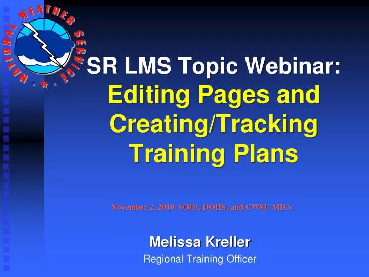 sr lms topic webinar editing pages and creating tracking training plans