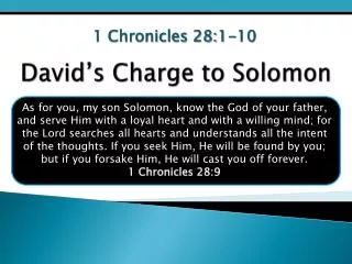David’s Charge to Solomon