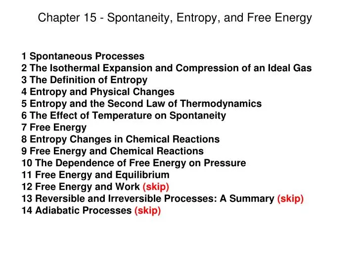 chapter 15 spontaneity entropy and free energy