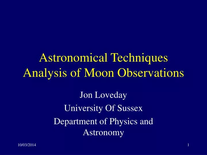 astronomical techniques analysis of moon observations