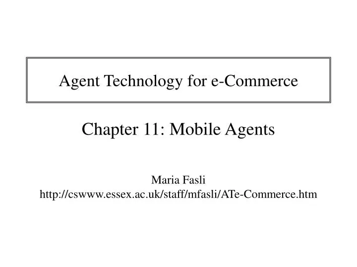 agent technology for e commerce