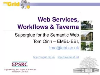 Web Services, Workflows &amp; Taverna