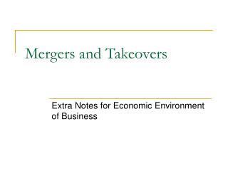 Mergers and Takeovers
