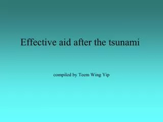 Effective aid after the tsunami