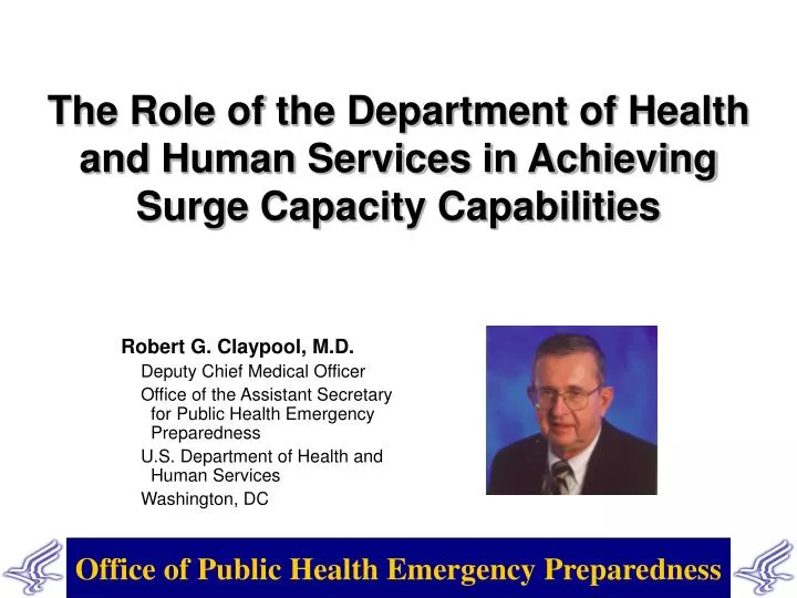 the role of the department of health and human services in achieving surge capacity capabilities