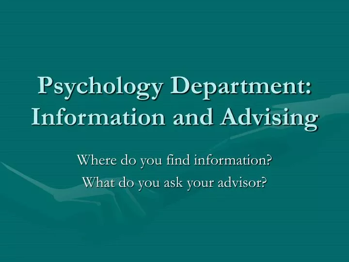 psychology department information and advising