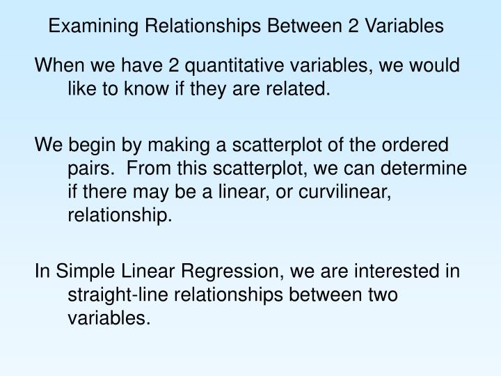 examining relationships between 2 variables