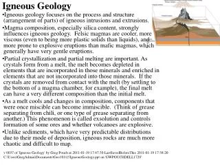 Igneous Geology