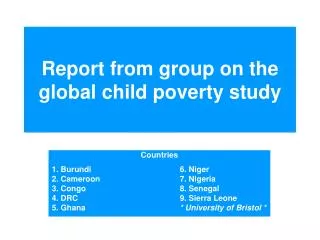 Report from group on the global child poverty study