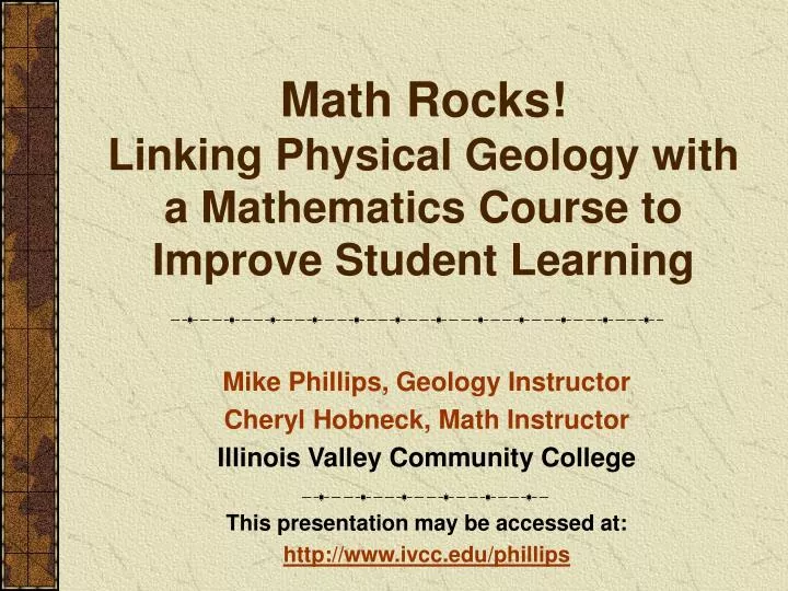 math rocks linking physical geology with a mathematics course to improve student learning