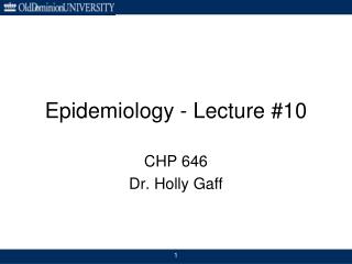 Epidemiology - Lecture #10