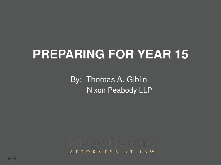 preparing for year 15