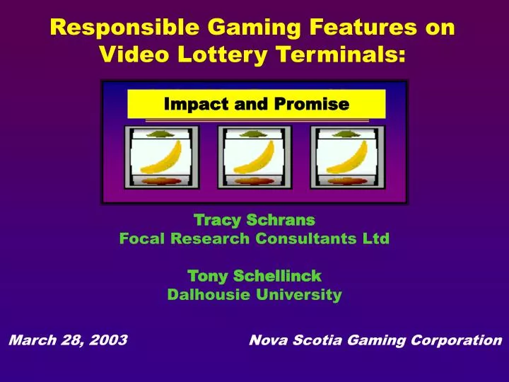 responsible gaming features on video lottery terminals