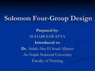 Solomon Four-Group Design