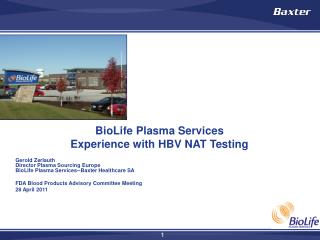 BioLife Plasma Services Experience with HBV NAT Testing