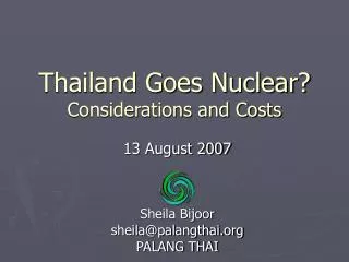 Thailand Goes Nuclear? Considerations and Costs