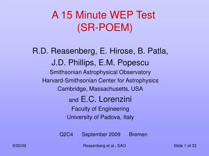 a 15 minute wep test sr poem