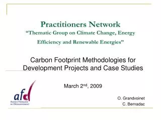 Practitioners Network “Thematic Group on Climate Change, Energy Efficiency and Renewable Energies”