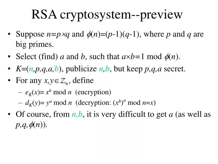 rsa cryptosystem preview